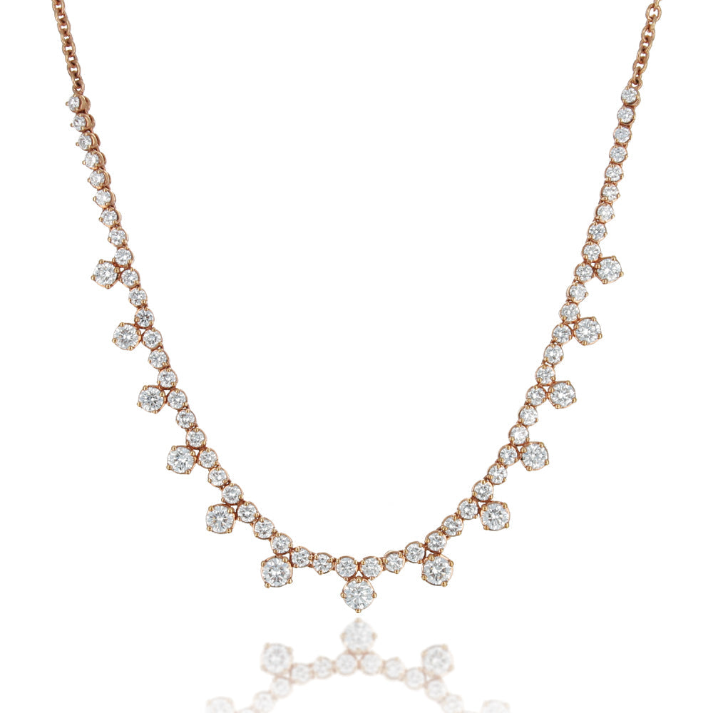 A. Link Round Brilliant Diamond Drop Station Necklace