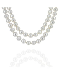 Akoya Pearl 2 Stran Nesting Necklace with 14K Pearl and Diamond Clasp