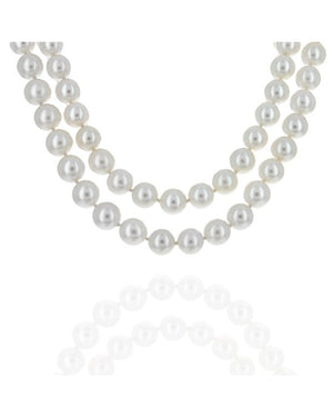 Akoya Pearl 2 Stran Nesting Necklace with 14K Pearl and Diamond Clasp