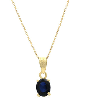 Blue Sapphire Solitaire Drop Necklace