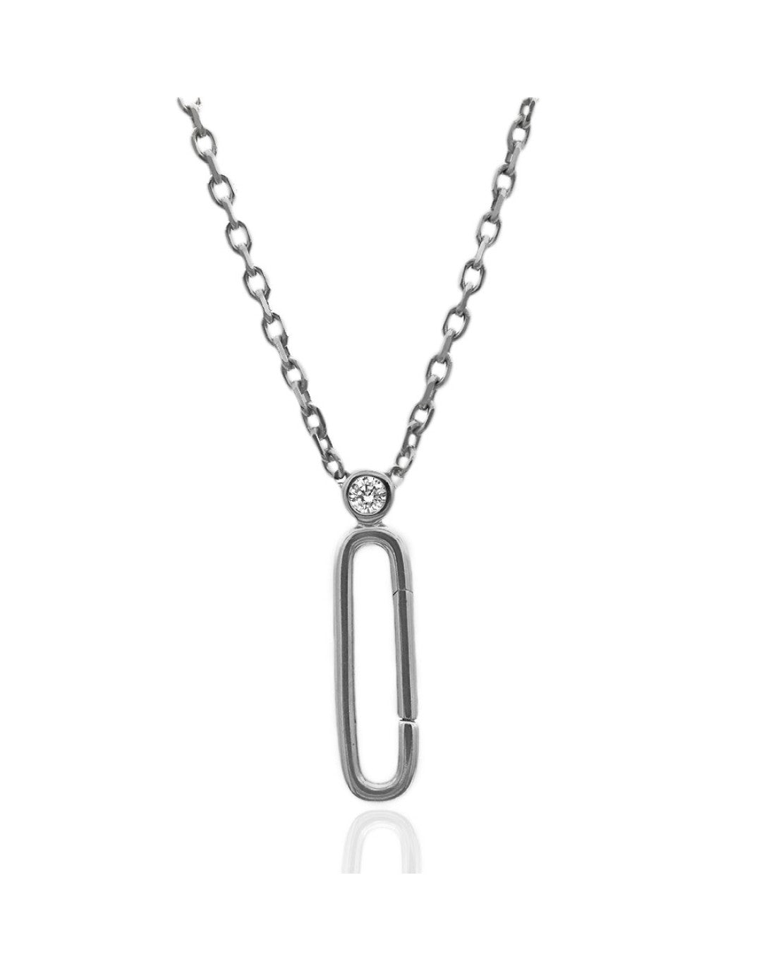 Diamond Accent Paperclip Drop Necklace