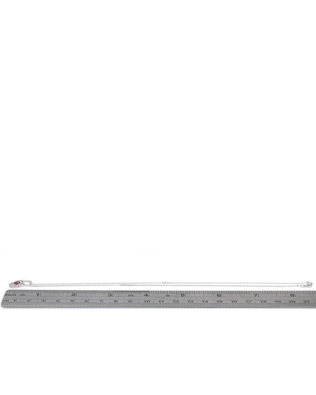 Ruby and Diamond Swinging Drop Necklace in White Gold