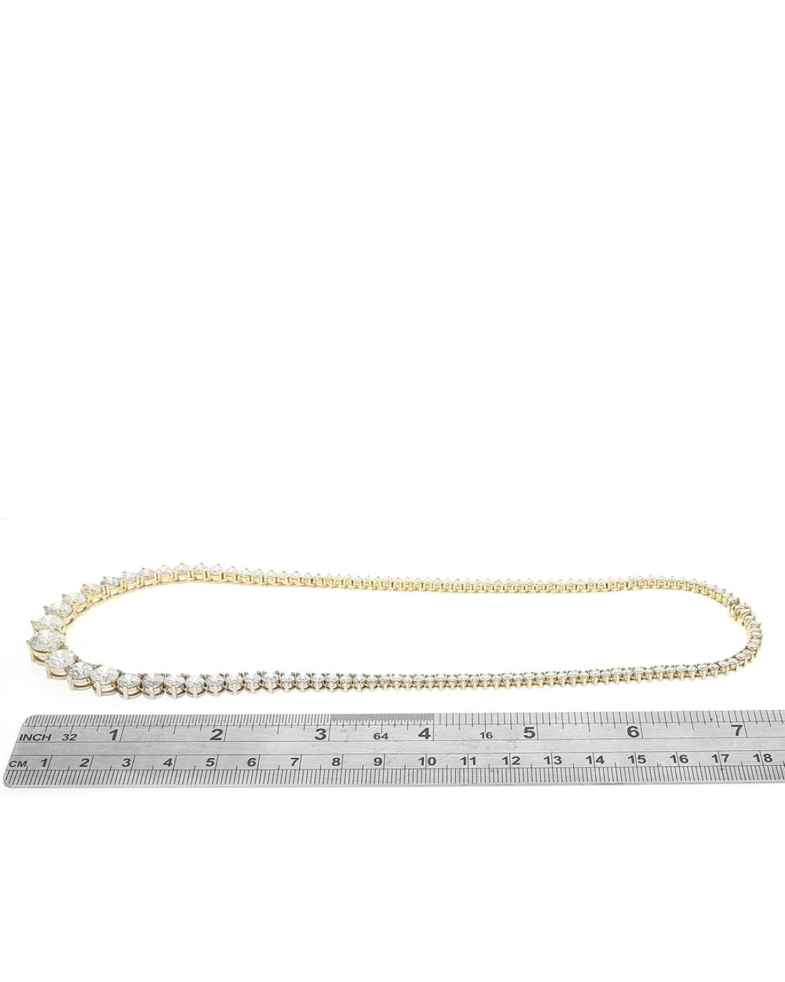 Diamond Graduated Inline Necklace in Yellow Gold