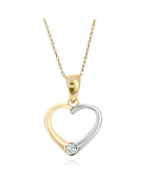 Diamond Solitaire Open Heart Necklace