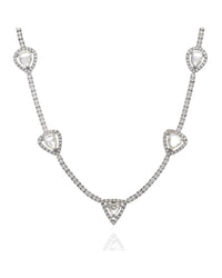 Rose Cut Diamond Halo Station Inline Necklace