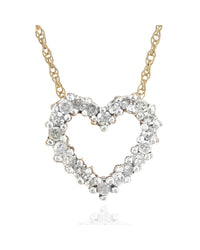 Diamond Open Heart Necklace in Yellow Gold