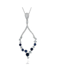 Sapphire and Diamond Open Marquise Shape Drop Necklace