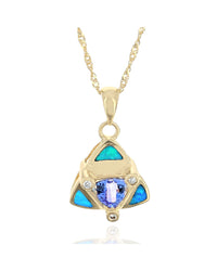 Tanzanite, Opal and Diamond Triangular Drop Necklace