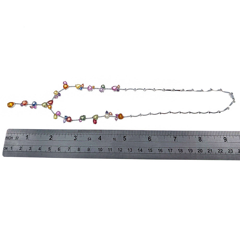 Multi Color Multi Cut Sapphire and Diamond Necklace