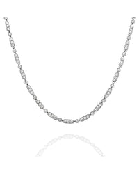 Diamond Oval and Round Link Necklace with Extension