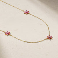 Daffodil Garden Pink Sapphire and Diamond Station Necklace