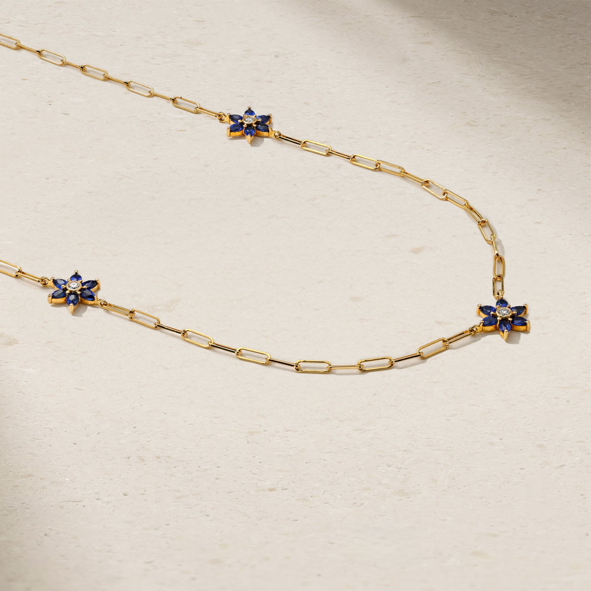 Daffodil Garden Sapphire and Diamond Station Necklace