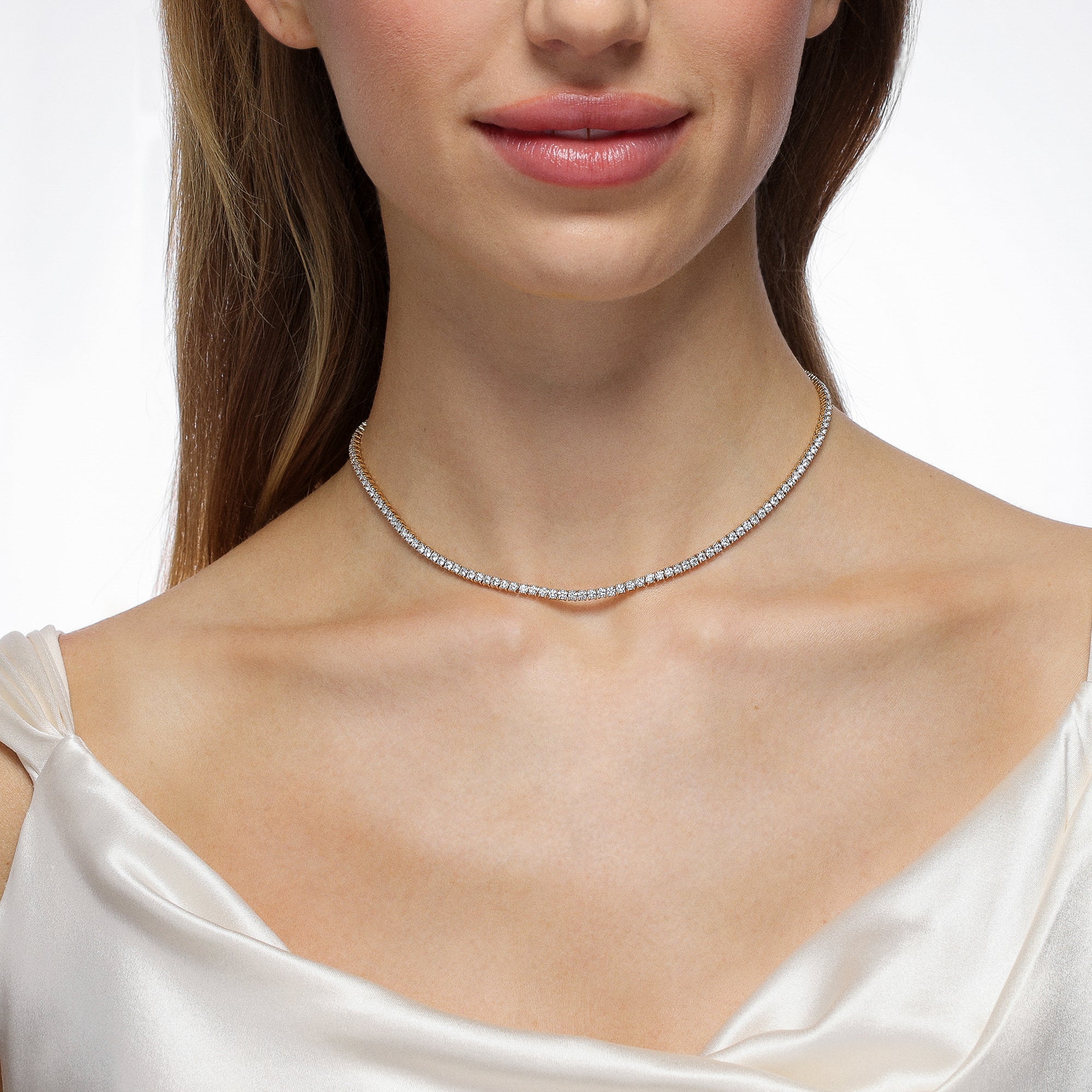Single Thread Diamond Tennis Necklace