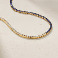 Half and Half Sapphire and Diamond Tennis Necklace