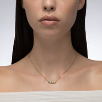 Bubbly Curved Emerald and Diamond Necklace