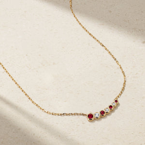 Bubbly Curved Ruby and Diamond Necklace
