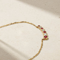 Bubbly Curved Ruby and Diamond Necklace
