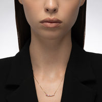 Bubbly Curved Ruby and Diamond Necklace