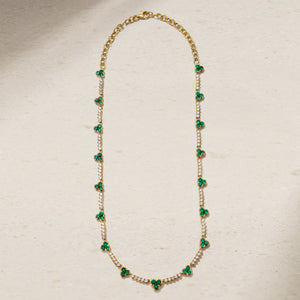 Trinity Emerald and Diamond Tennis Necklace