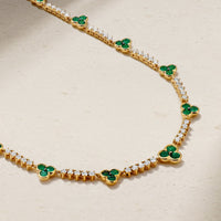 Trinity Emerald and Diamond Tennis Necklace