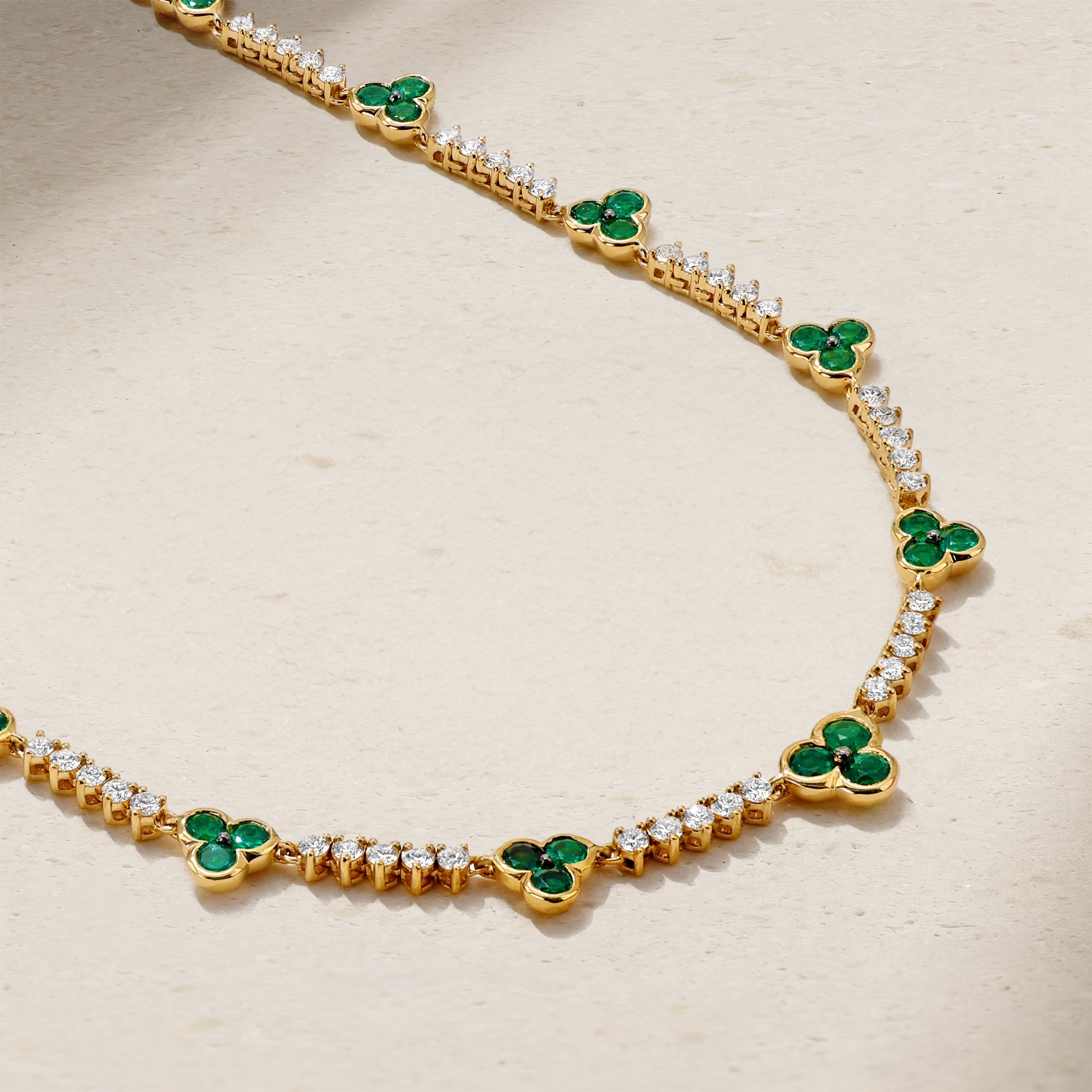 Trinity Emerald and Diamond Tennis Necklace