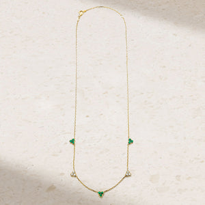 Trinity Emerald and Diamond Station Necklace
