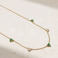 Trinity Emerald and Diamond Station Necklace