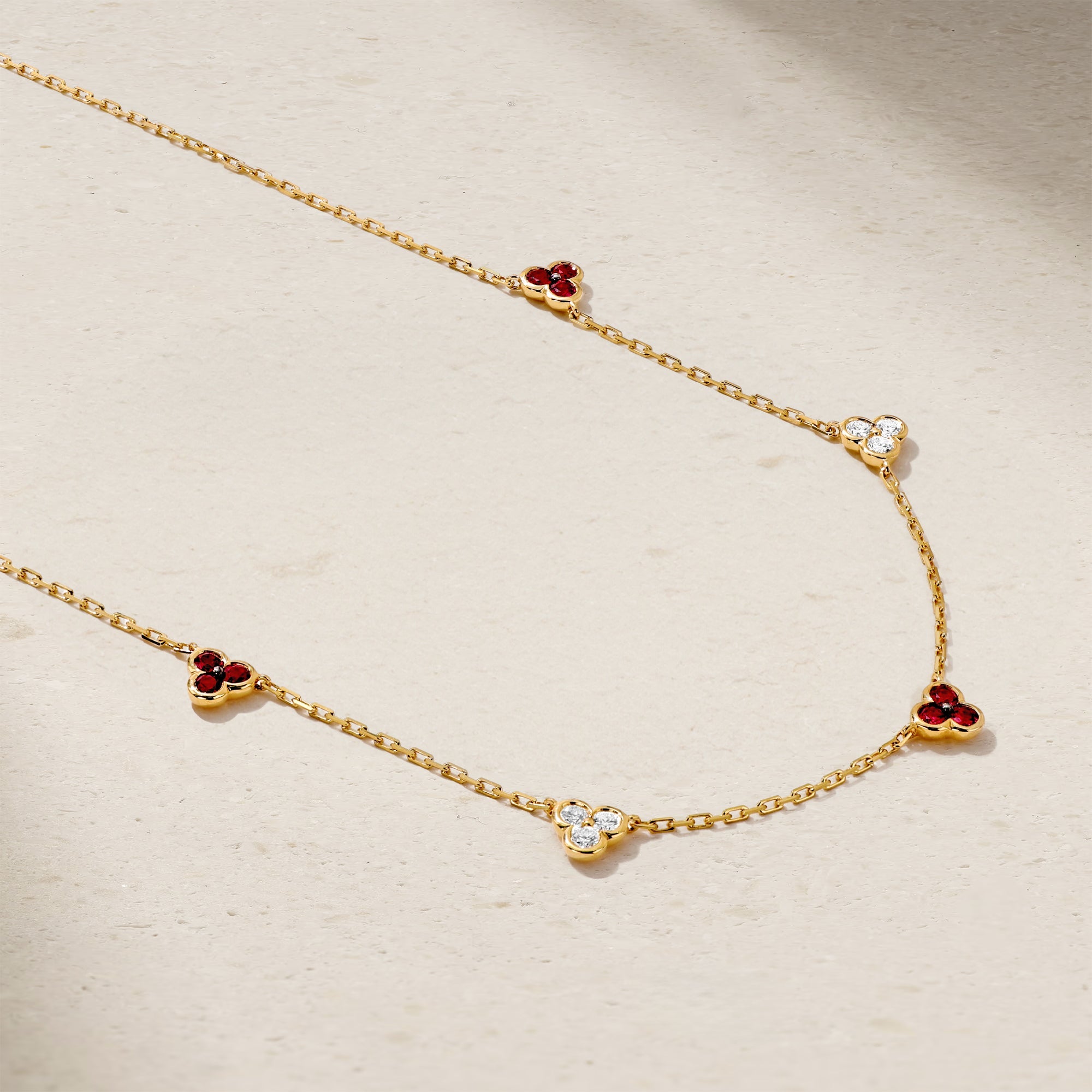 Trinity Ruby and Diamond Station Necklace