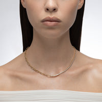 Half and Half Diamond and Chunky Link Necklace