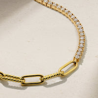 Half and Half Diamond and Chunky Link Necklace
