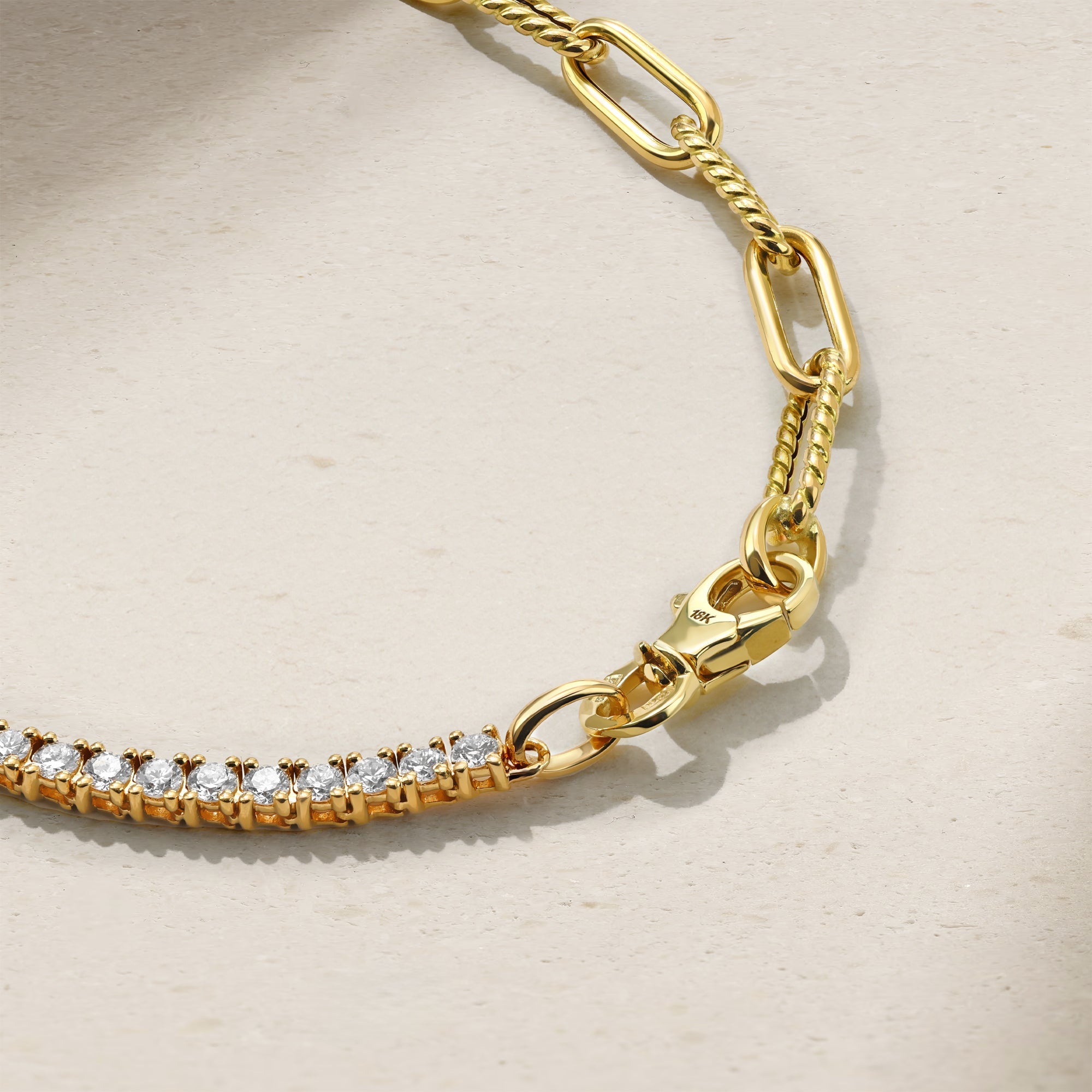 Half and Half Diamond and Chunky Link Necklace