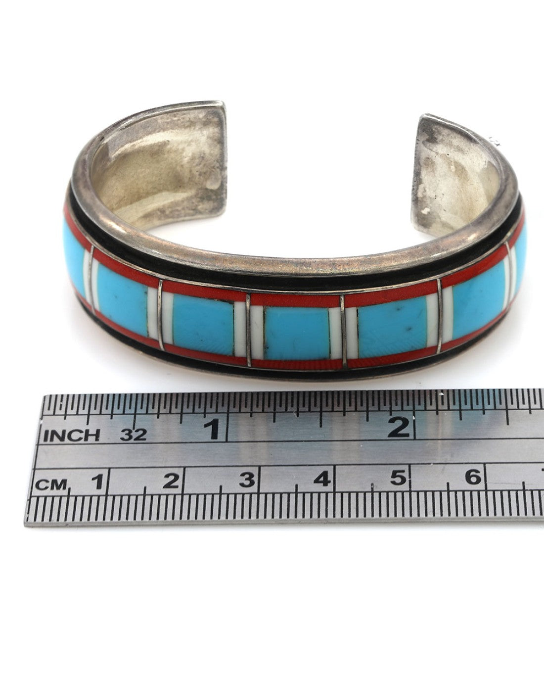 Navajo Benny Touchine Sterling Silver Multi-Stone Inlay Cuff Bracelet