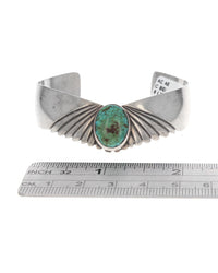 Navajo Signed LEX Sterling Silver & Turquoise Cuff Bracelet