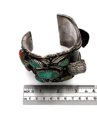 Large Vintage Navajo Sterling Silver Turquoise Watch Cuff Bracelet