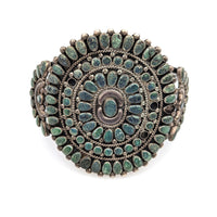 Navajo Sterling Silver & Turquoise Cluster Cuff Bracelet