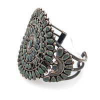 Navajo Sterling Silver & Turquoise Cluster Cuff Bracelet