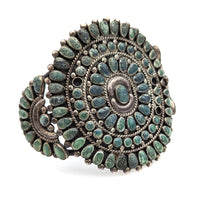 Navajo Sterling Silver & Turquoise Cluster Cuff Bracelet