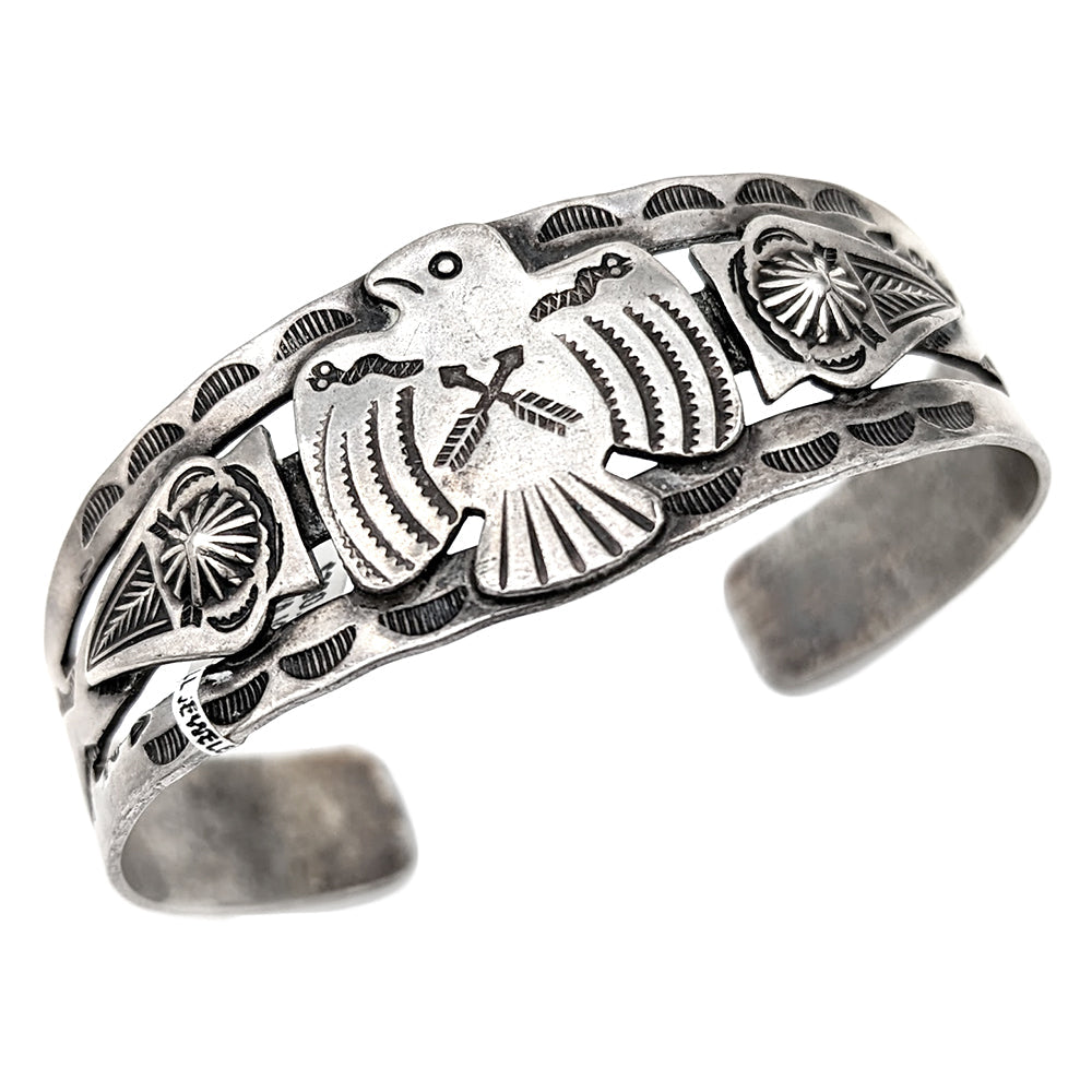 Navajo Sterling Silver Thunderbird Cuff Bracelet