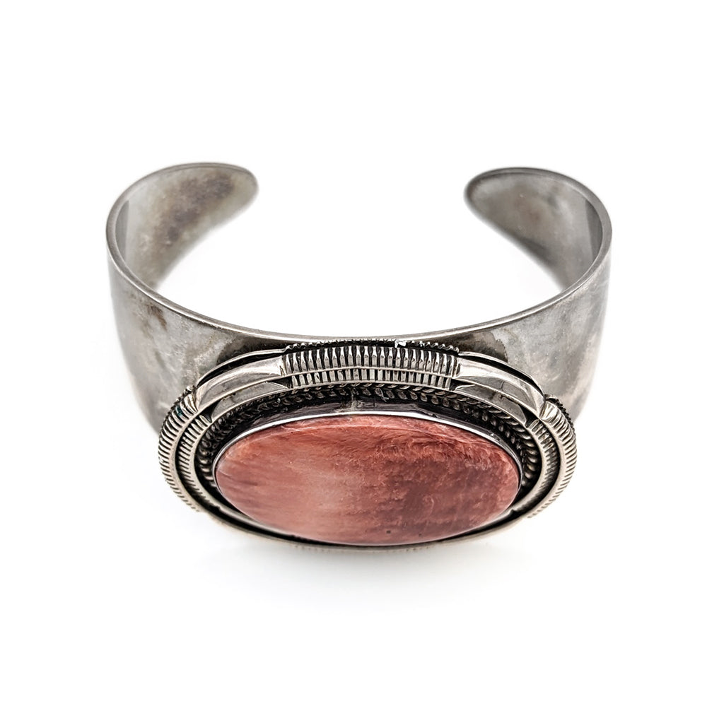 Navajo Artie Yellowhorse Sterling Silver Oyster Shell Cuff Bracelet