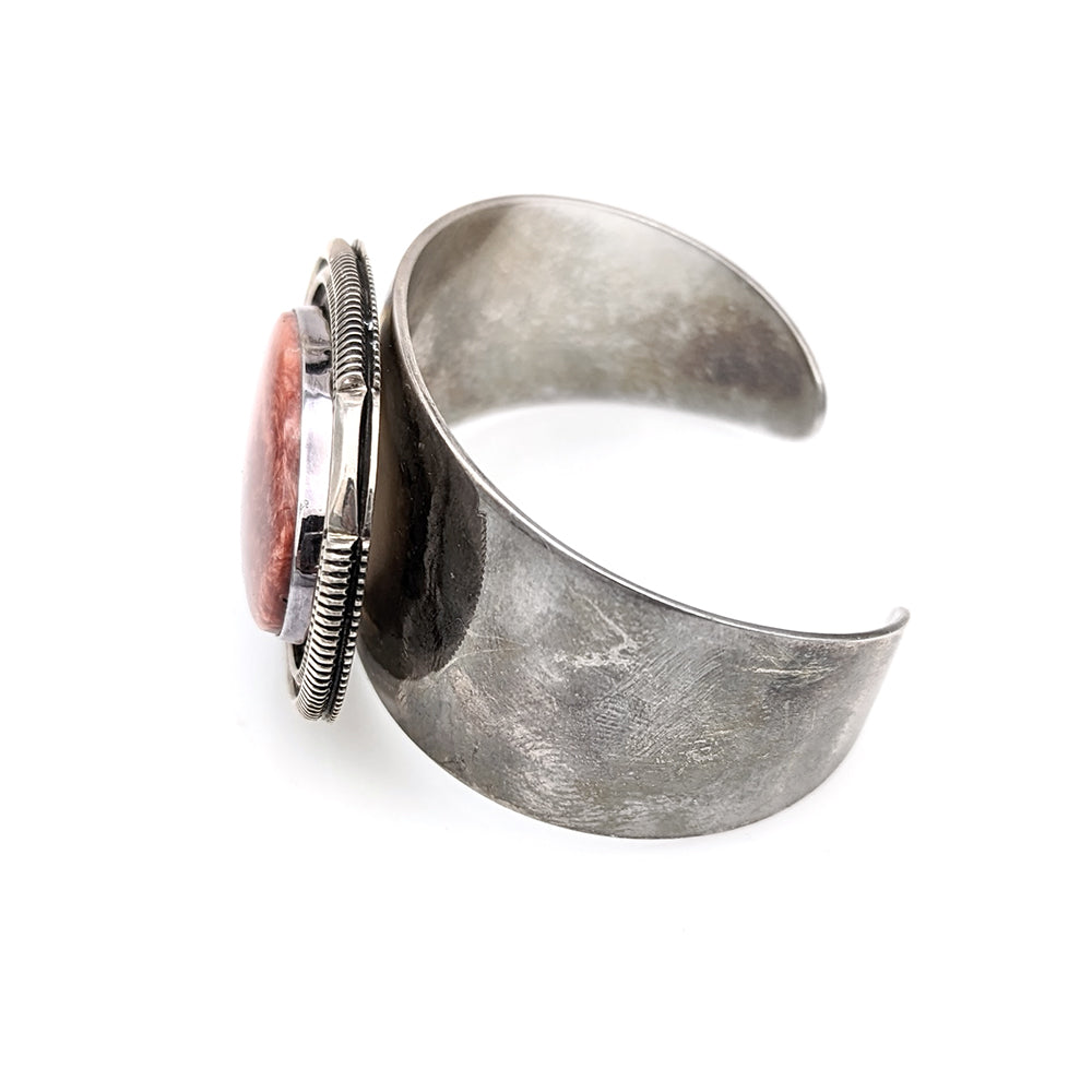 Navajo Artie Yellowhorse Sterling Silver Oyster Shell Cuff Bracelet