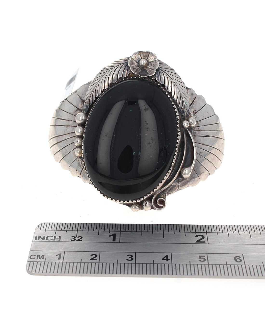 Navajo Phil Chapo Sterling Silver Onyx Cuff Bracelet
