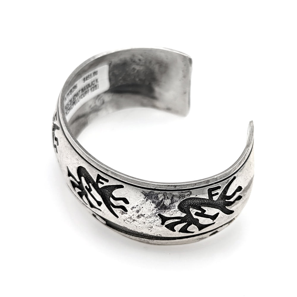 Navajo Signed K Sterling Silver Kokopelli Cuff Bracelet
