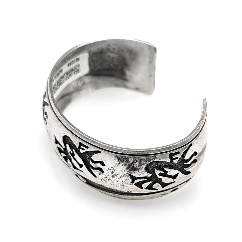 Navajo Signed K Sterling Silver Kokopelli Cuff Bracelet