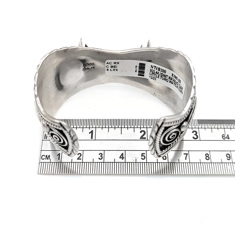 Navajo Charlene & Robert Little Sterling Silver Turquoise Watch Cuff Bracelet