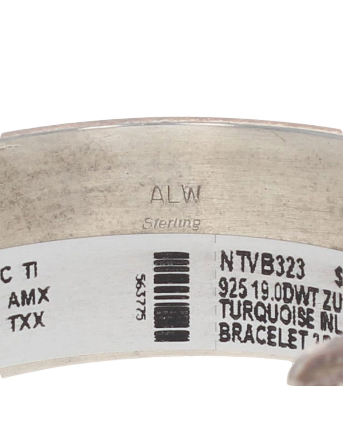 Zuni Signed ALW Sterling Silver & Turquoise Inlay Bracelet