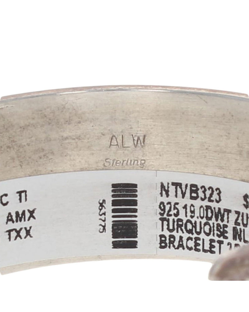 Zuni Signed ALW Sterling Silver & Turquoise Inlay Bracelet