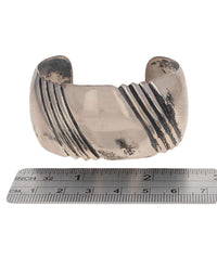 Navajo Signed EP Sterling Silver Cuff Bracelet