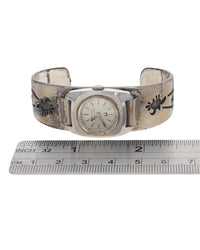 Hopi Hubert Yowytewa Sterling Silver Watch Cuff Bracelet