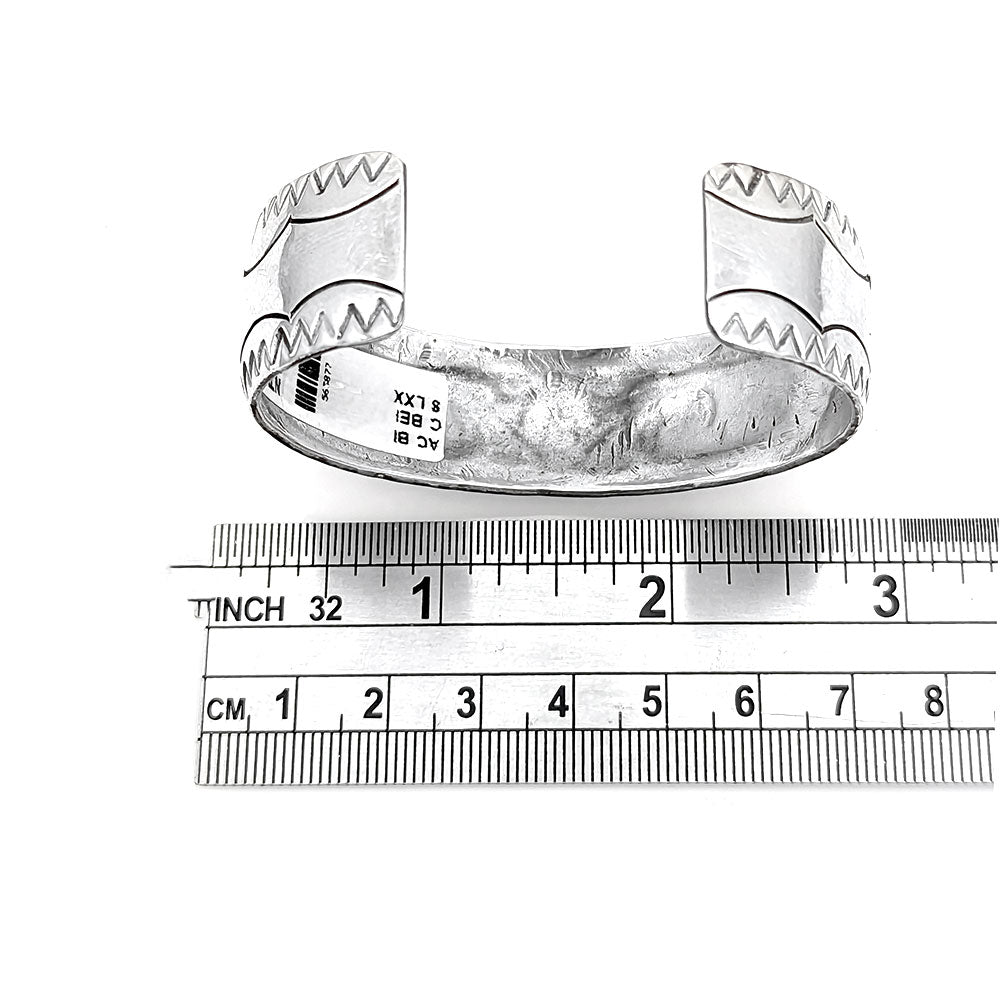 Navajo Delvin Nelson Sterling Silver Turquoise & Coral Chip Inlay Bracelet