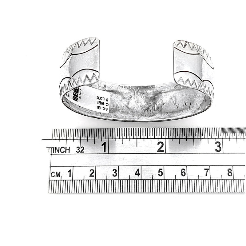 Navajo Delvin Nelson Sterling Silver Turquoise & Coral Chip Inlay Bracelet